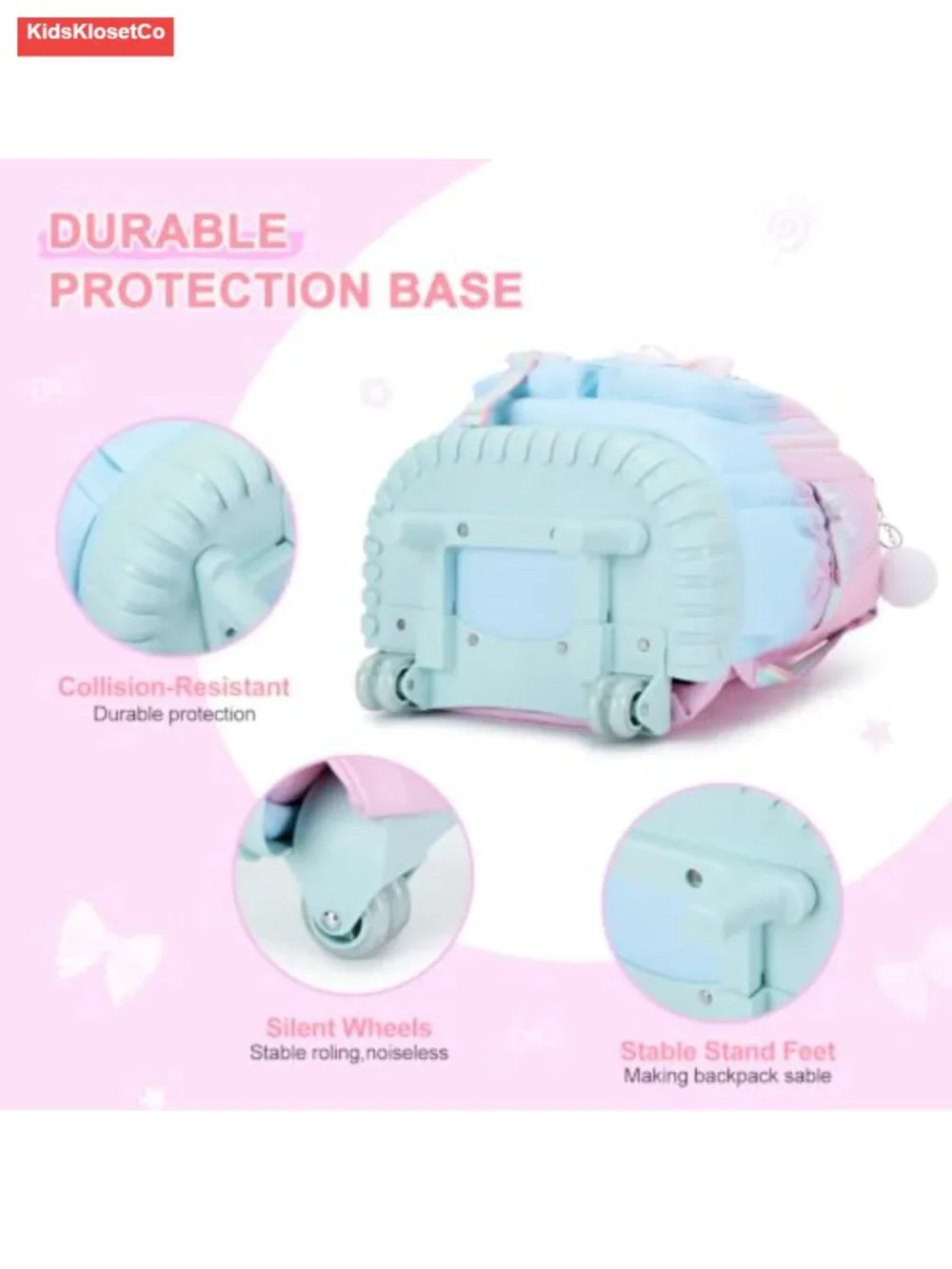 Rolling Backpack for Girls with Wheels, Laptop Compartment, USB Port, Lunch Bag
